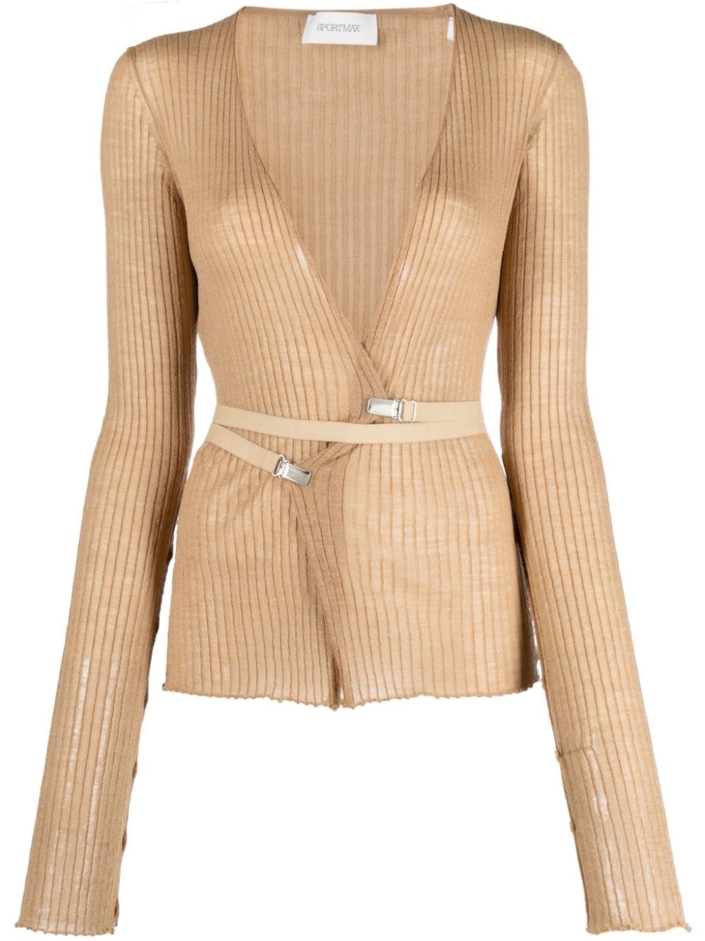 wool-blend belted cardigan - 1