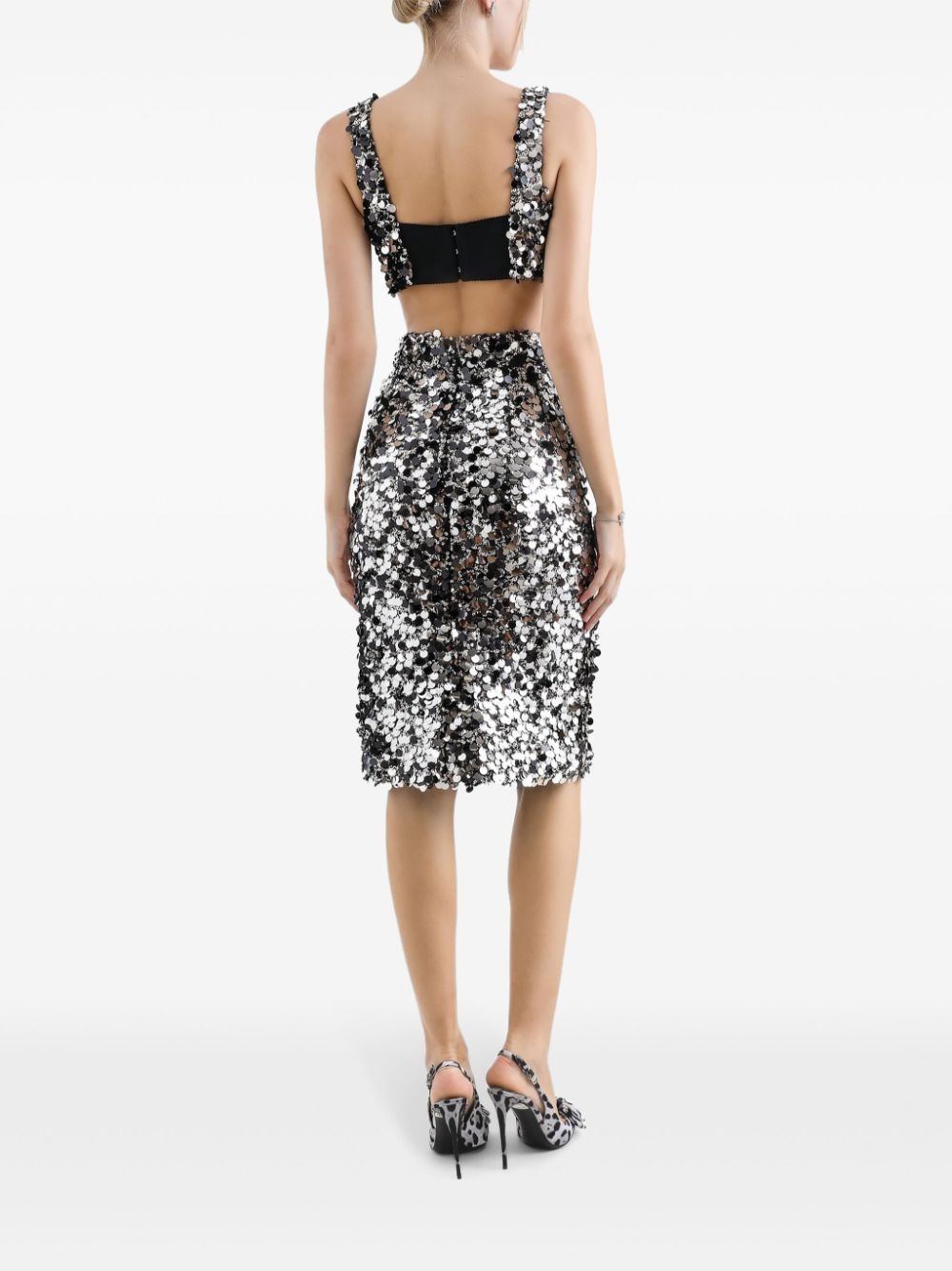 sequin-embellished cropped top - 3