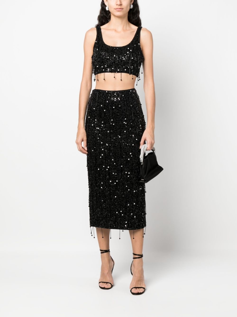 paillette-embellished cropped tank top - 2