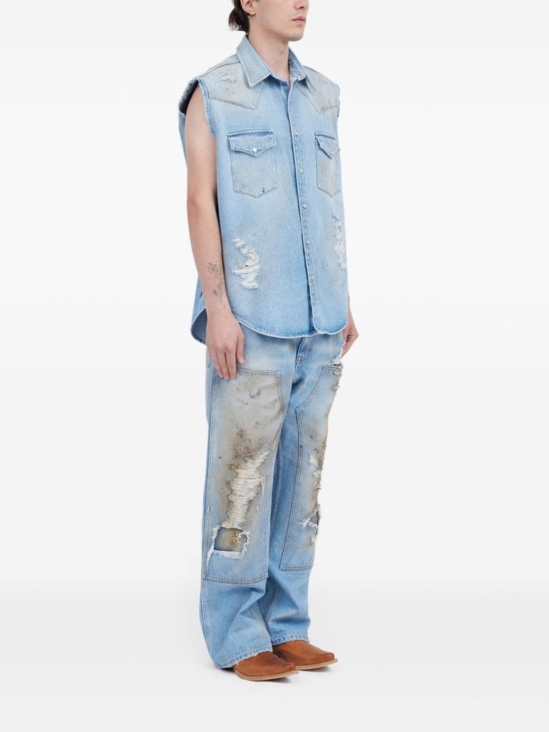 MM6 메종 Margiela Sleeveless Distressed 데님 셔츠 3