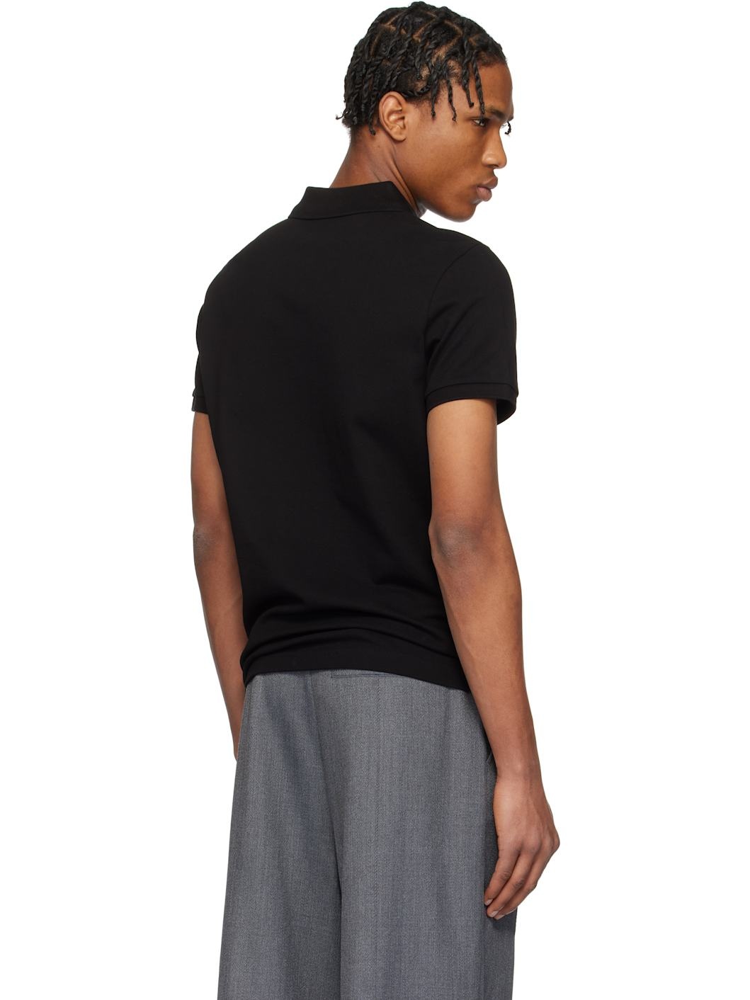 Black Logo Patch Cotton Polo - 3