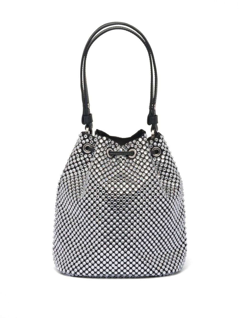 mini crystal-embellished satin bucket bag - 3