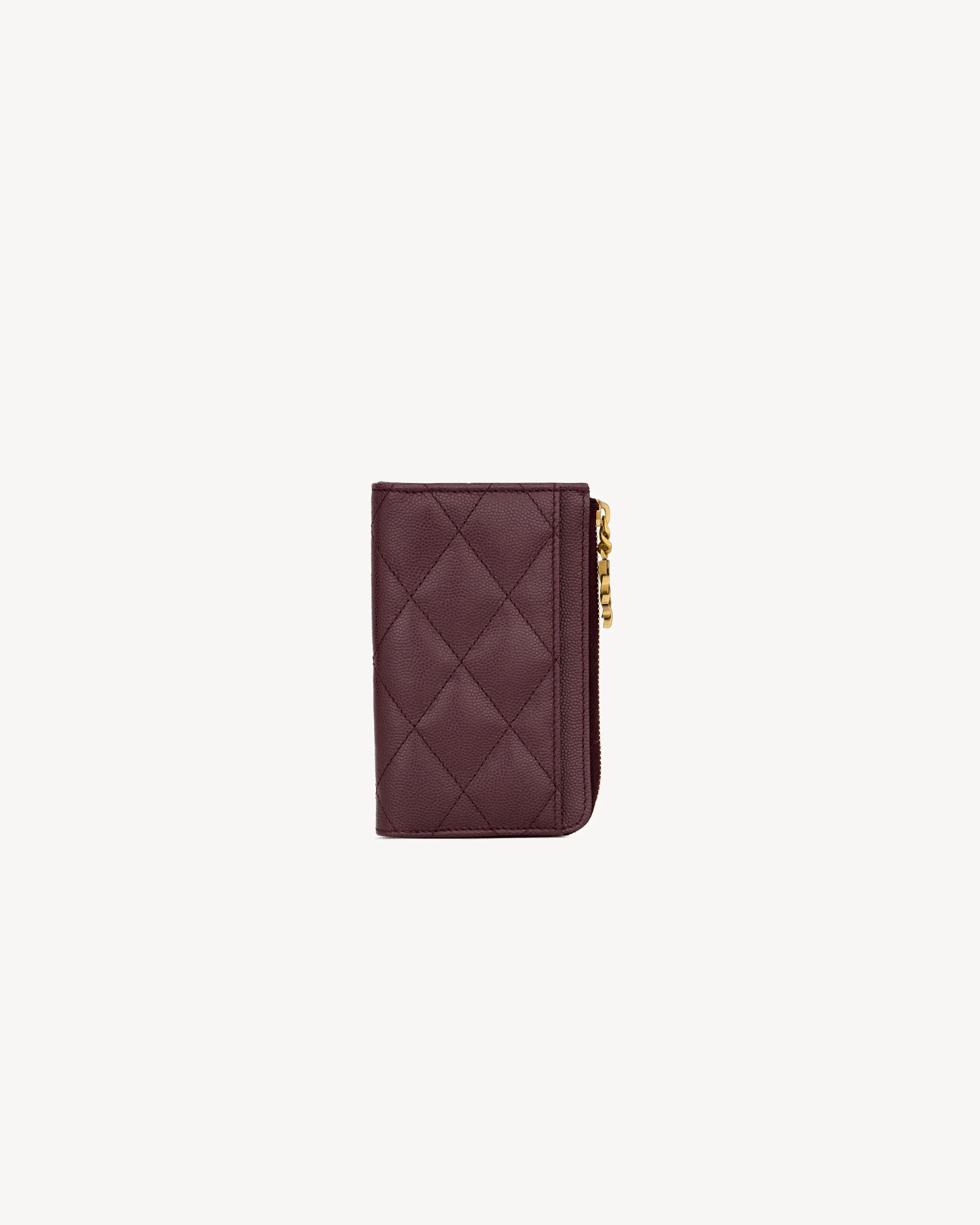 CASSANDRE BIJOU ZIP CARD CASE IN GRAIN DE POUDRE LEATHER - 1