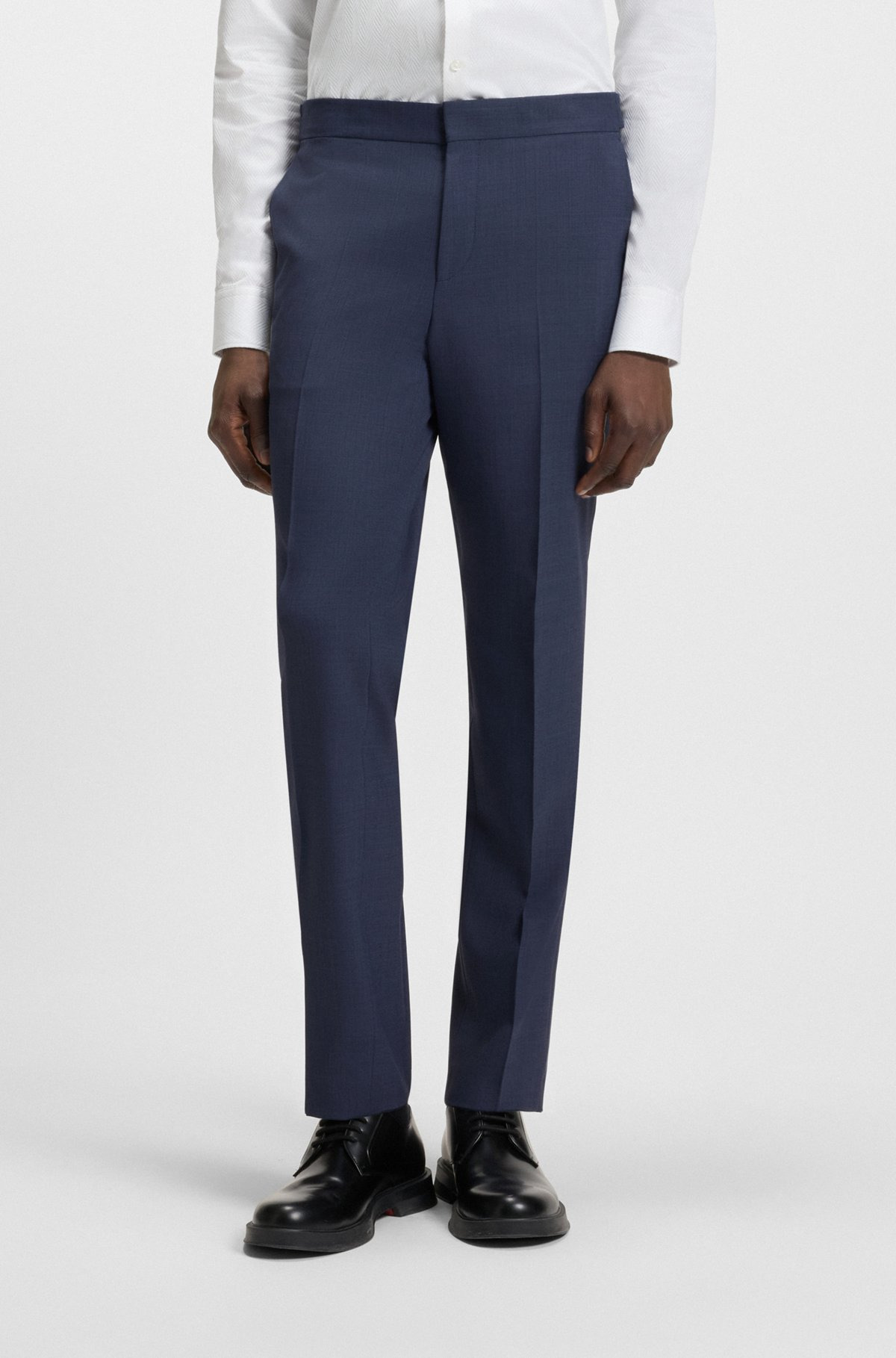 SLIM-FIT THREE-PIECE SUIT WITH SHARKSKIN WEAVE - 6