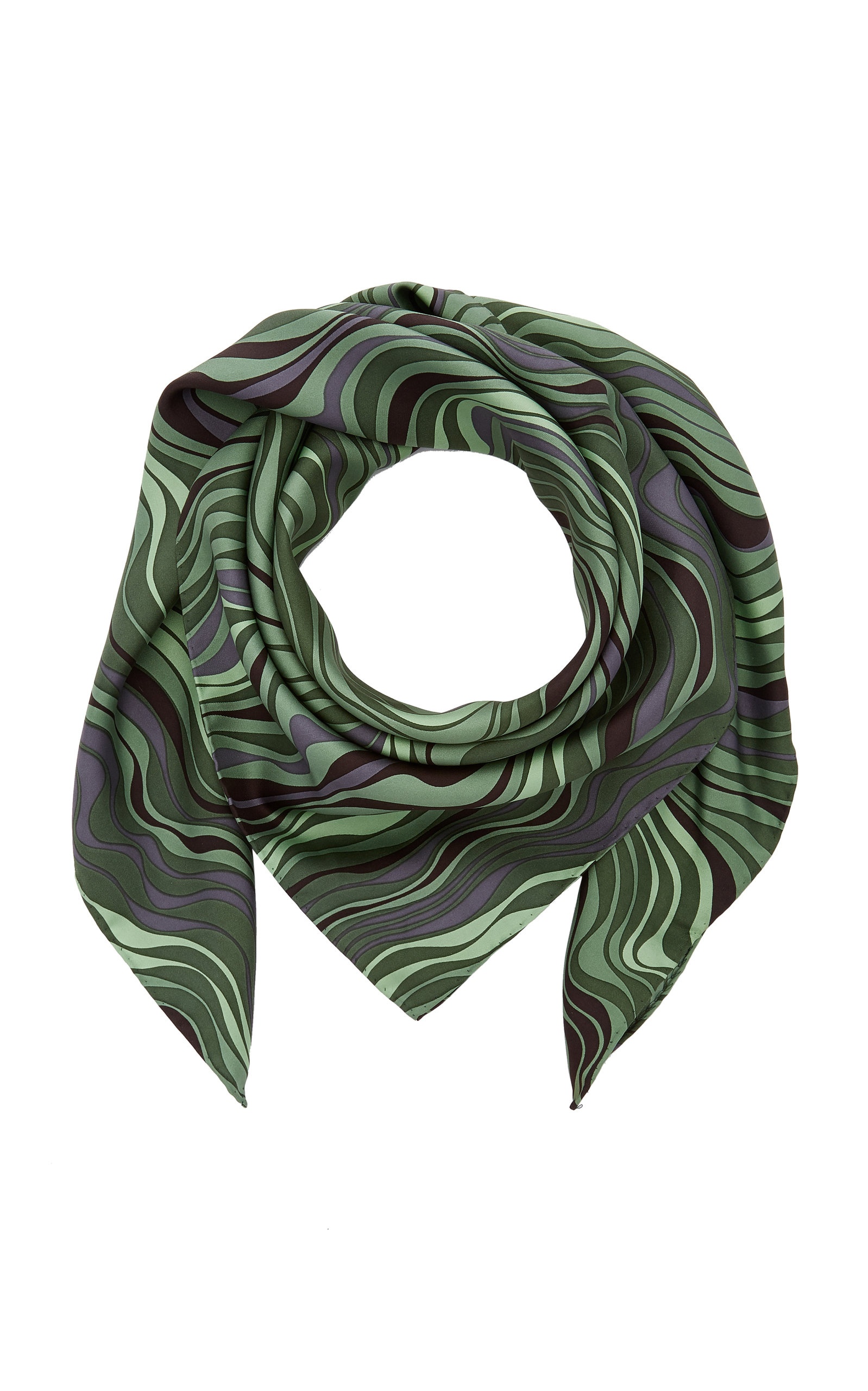 Gaia's Printed Silk Scarf green - 1