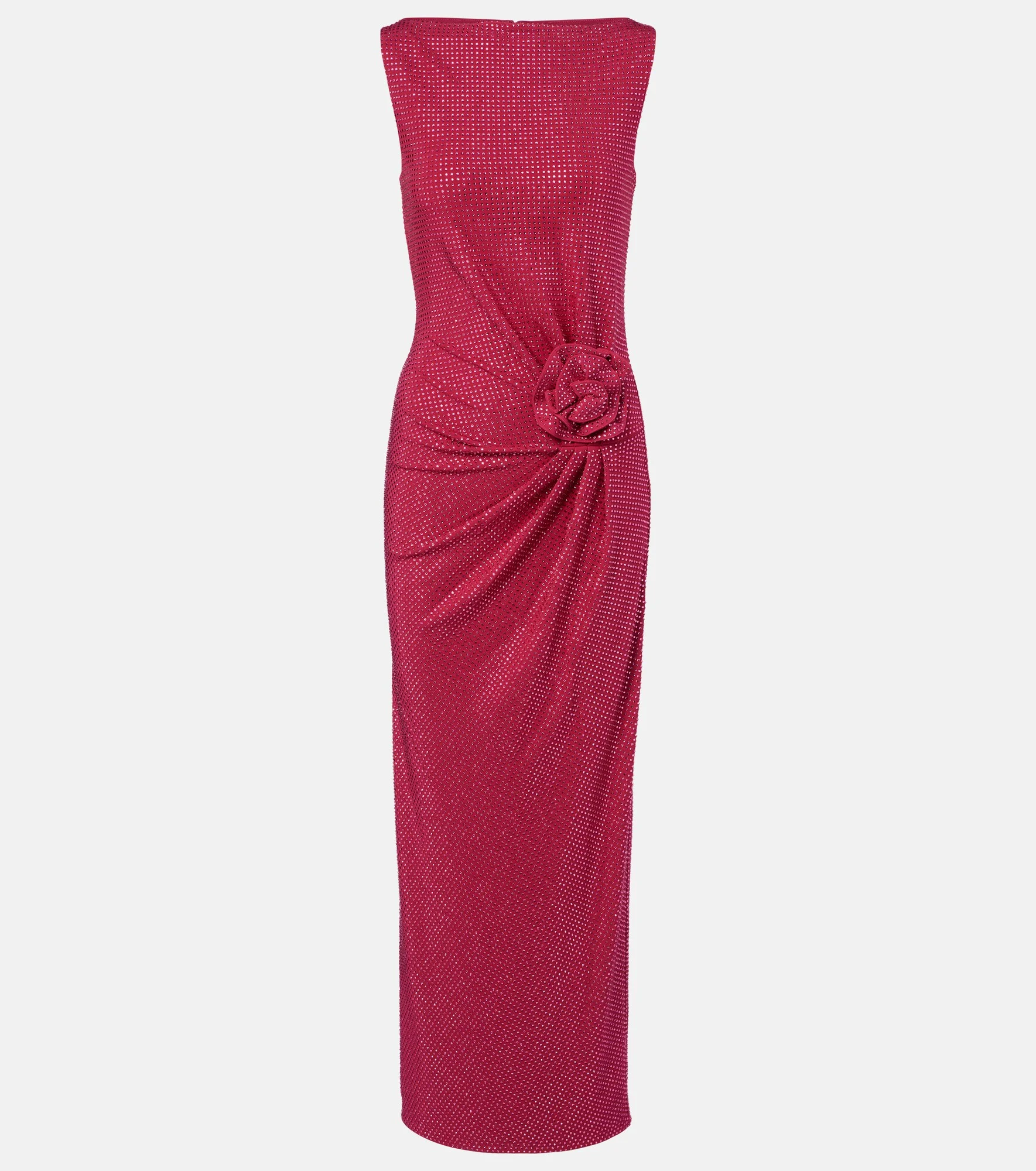 Floral-appliqué embellished gathered maxi dress - 1
