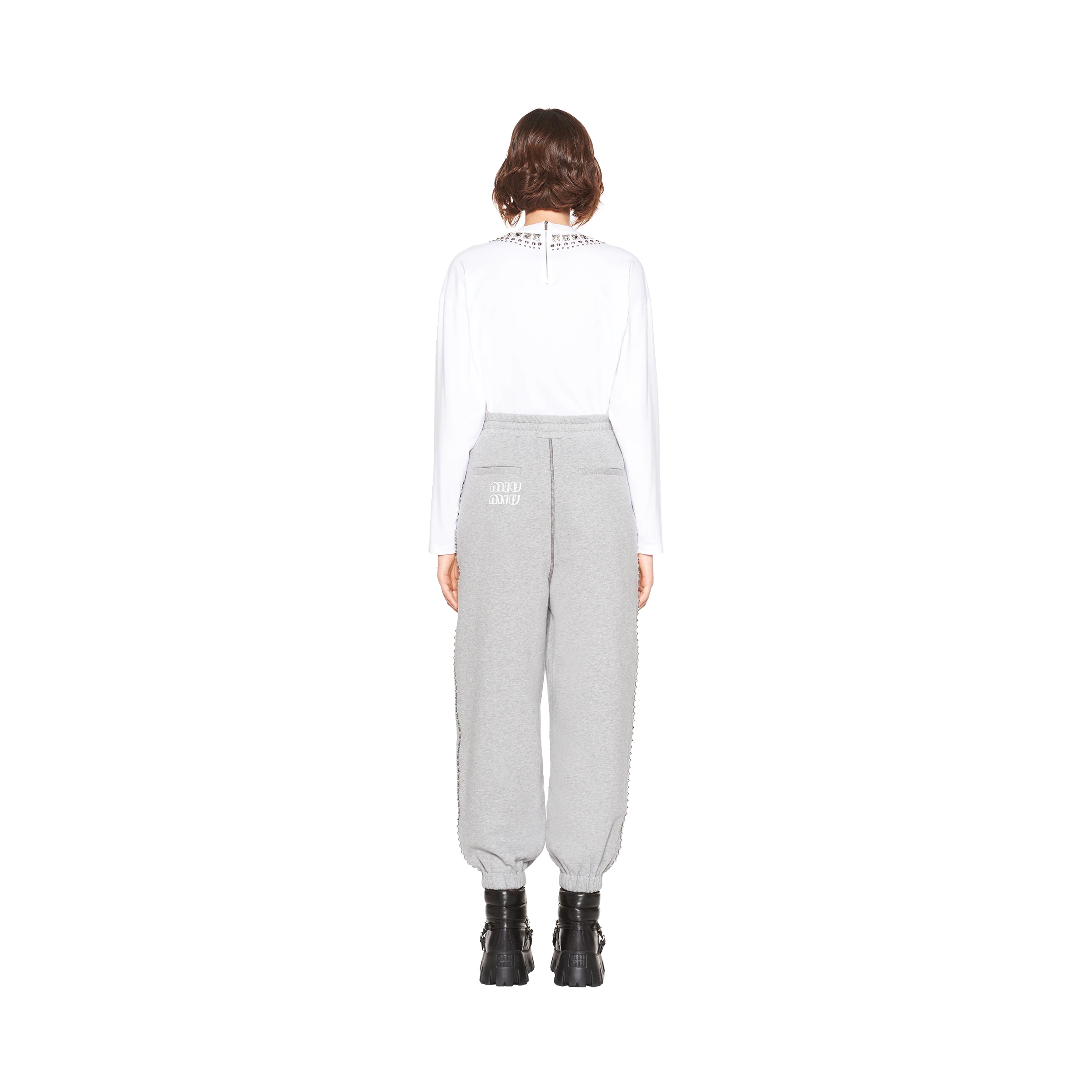 Embroidered cotton fleece joggers - 4