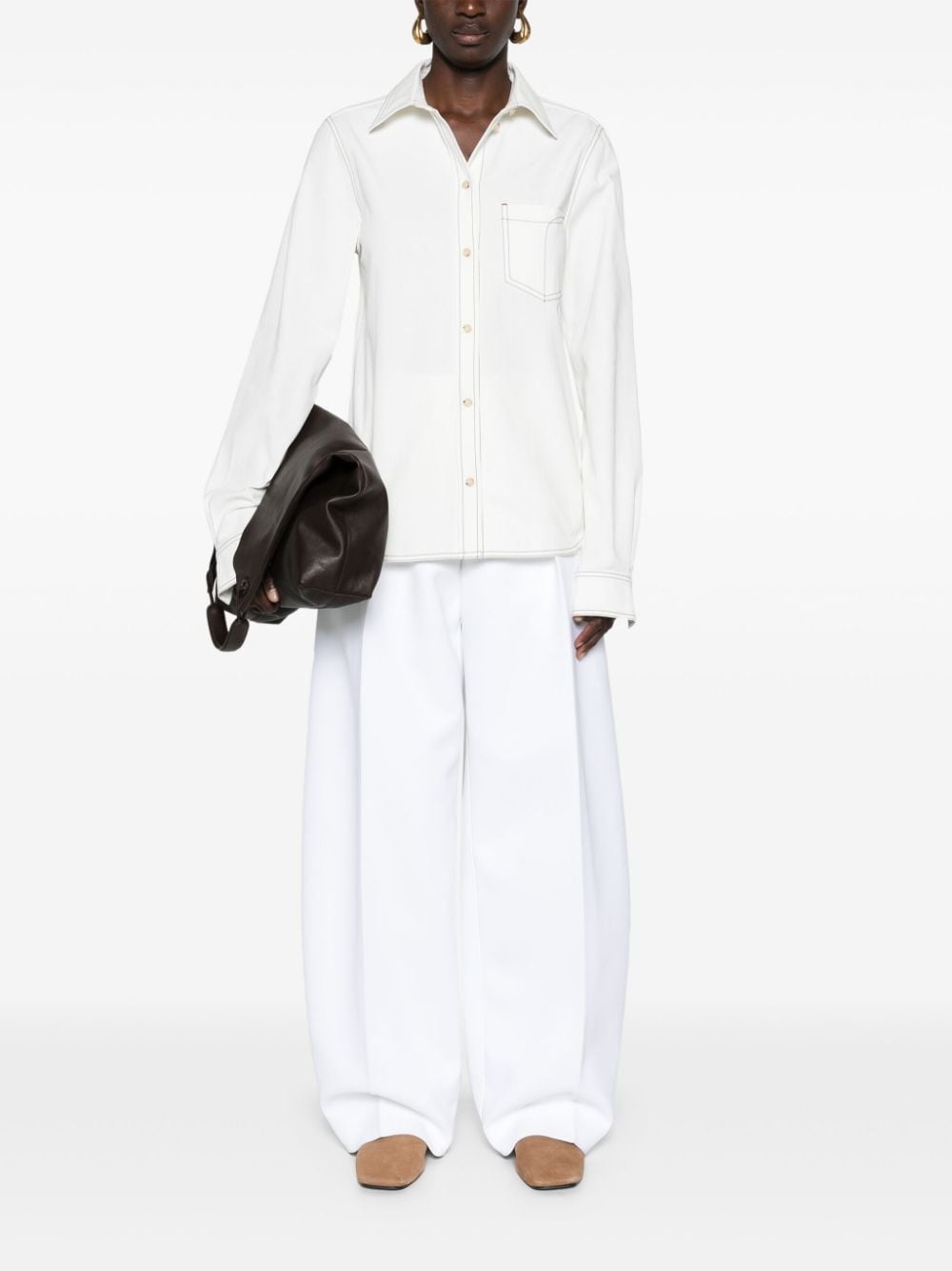 contrast-stitching organic cotton shirt - 2
