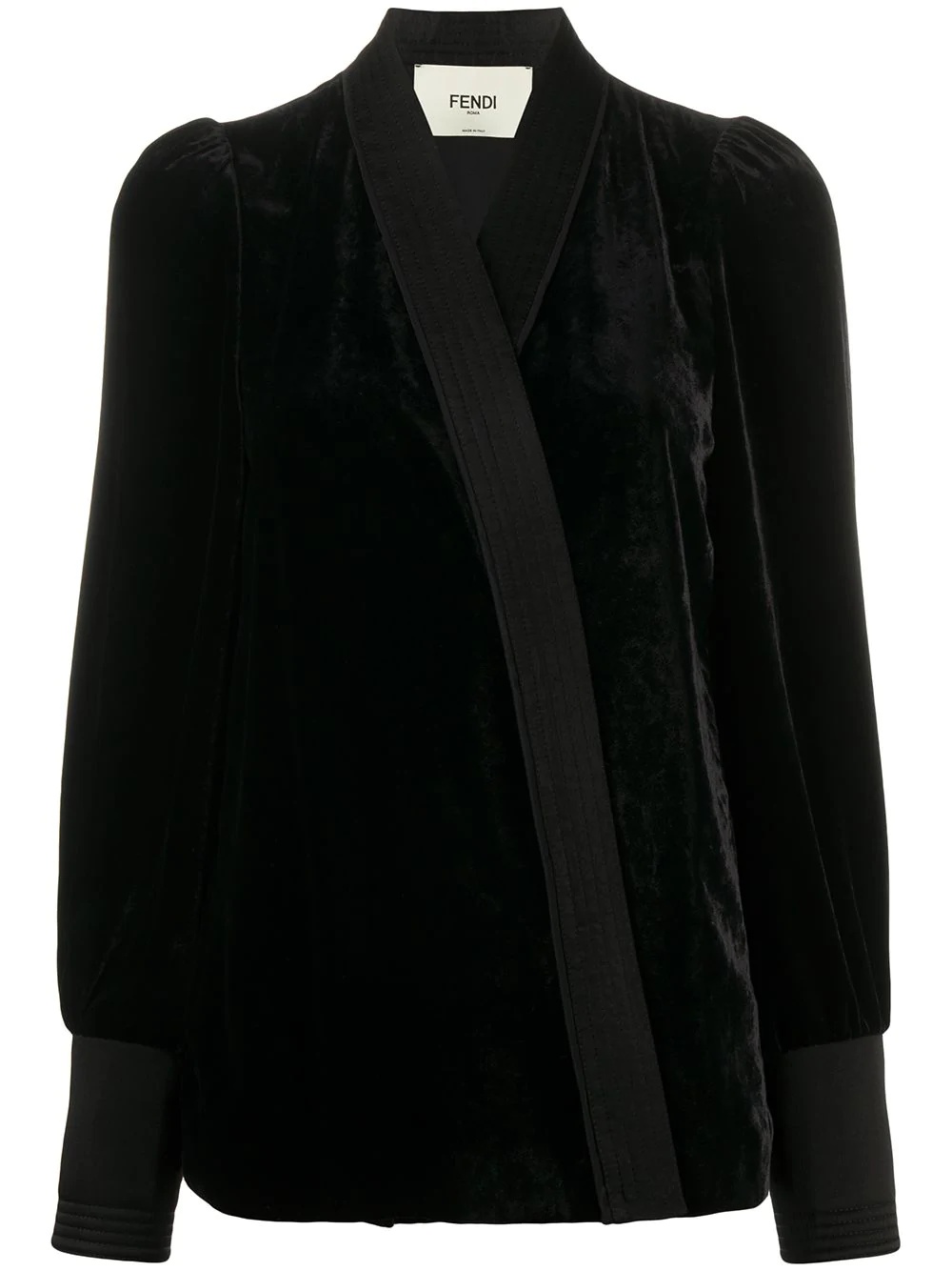 contrast-trim velvet jacket - 1