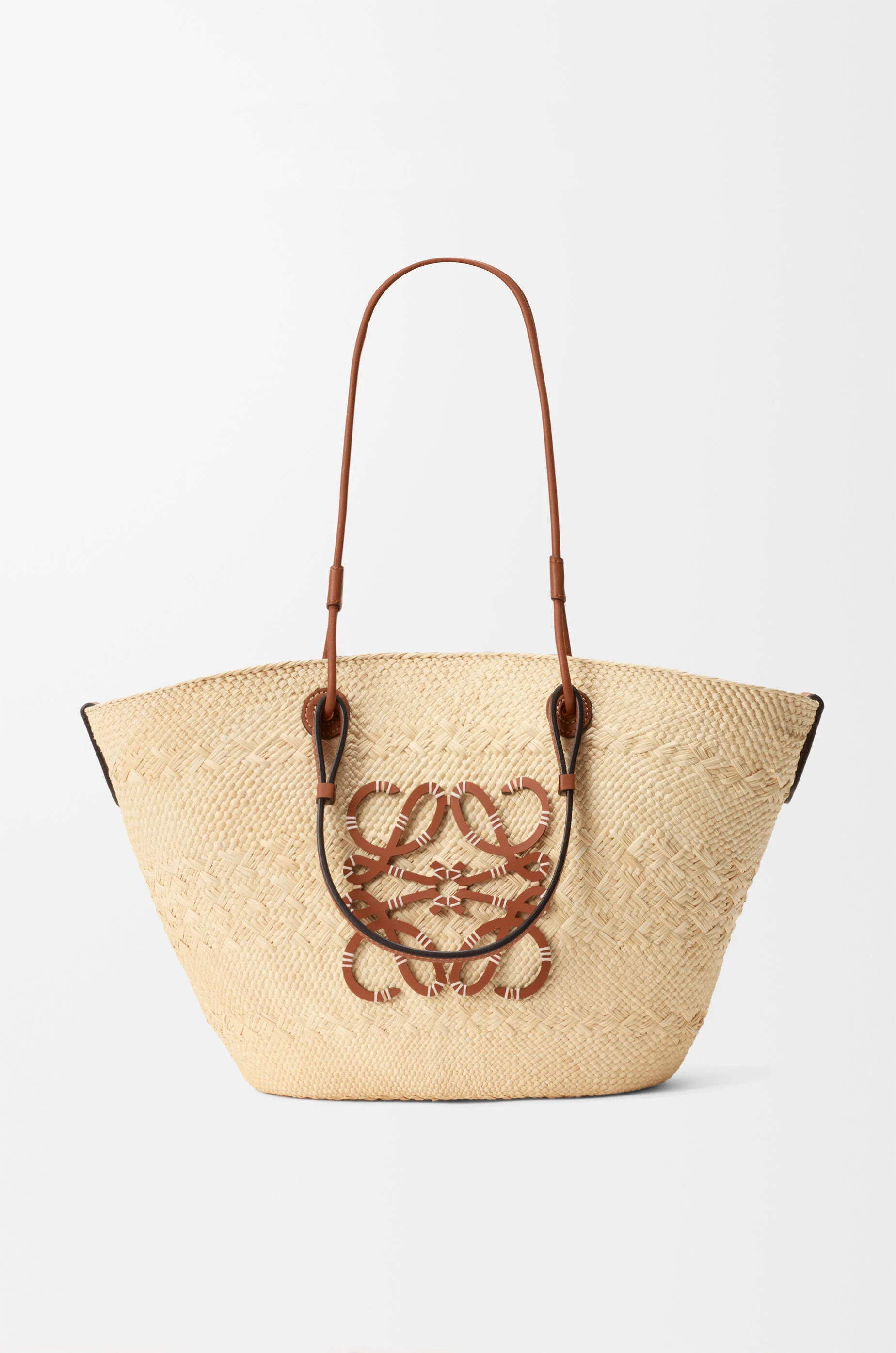 Medium Anagram Basket bag in iraca palm and calfskin - 1