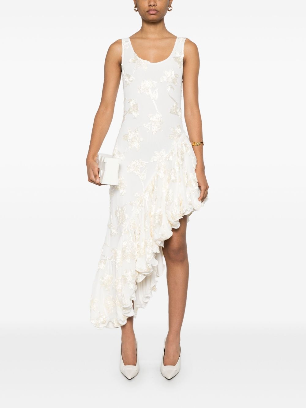 flower-mesh ruffle dress - 2