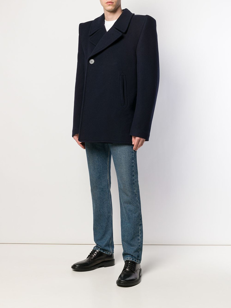 BALENCIAGA squared shoulder short peacoat outlook