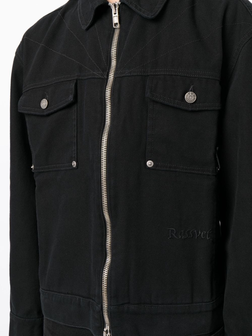 logo-embroidered cotton jacket - 5