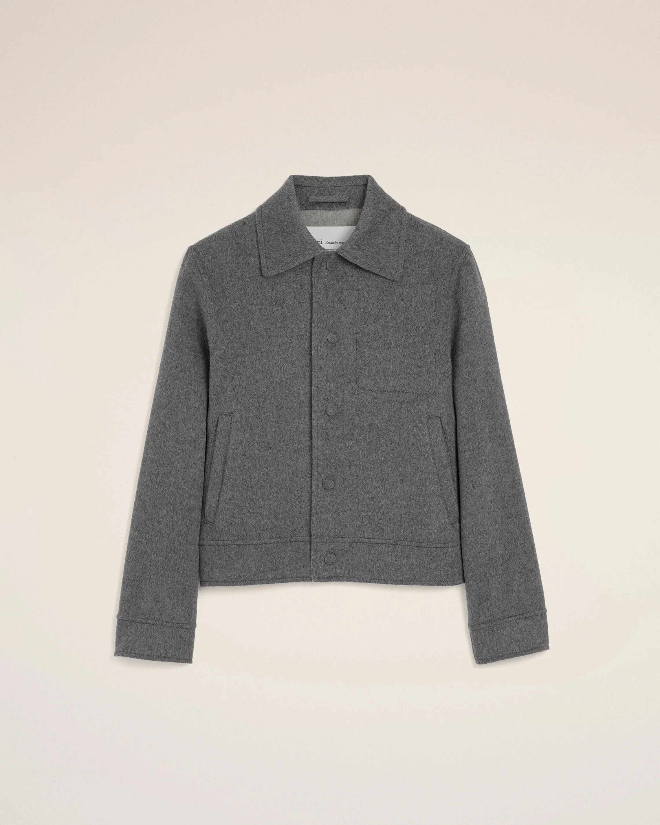 GREY BUTTON-DOWN WOOL AND CASHMERE JACKET - 1