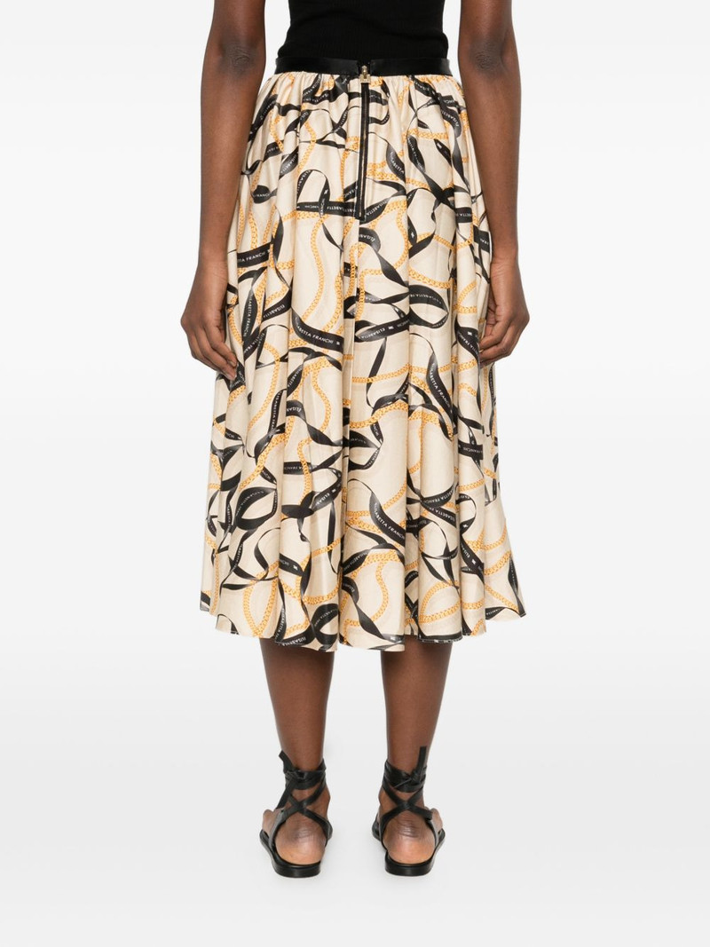 cotton skirt with ribbon and chain print 4