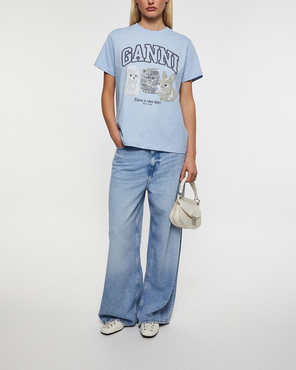 T-Shirt Basic Cotton Animals Relaxed Light blue - 3