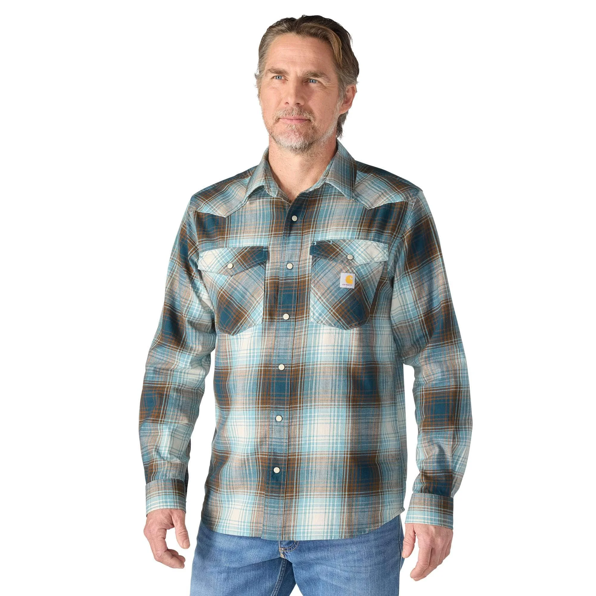 Montana Rugged Flex™ Relaxed Fit Lightweight Long-Sleeve Snap-Front Plaid Shirt - 1