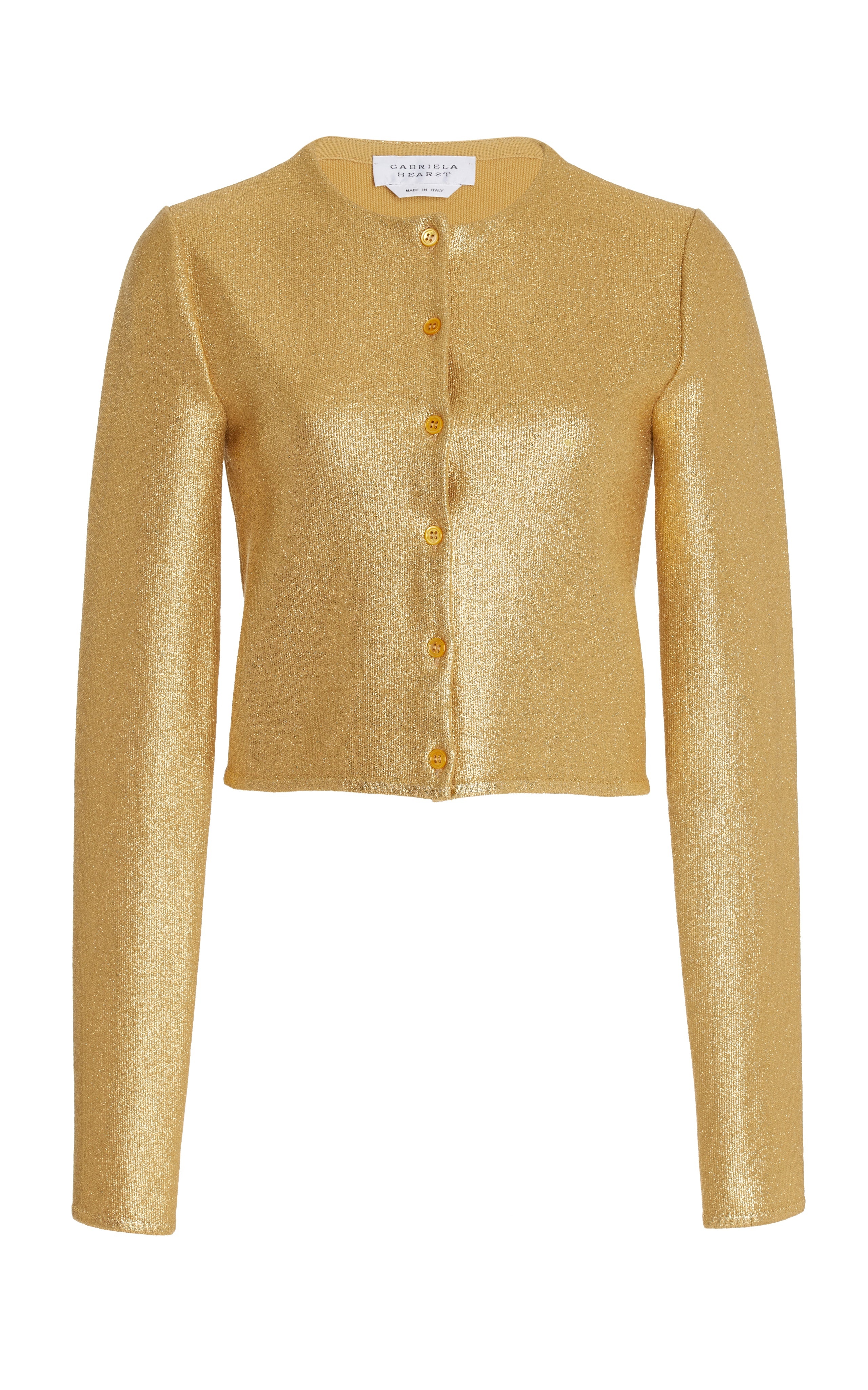 Katia Knit Cardigan in Gold Merino Wool - 1