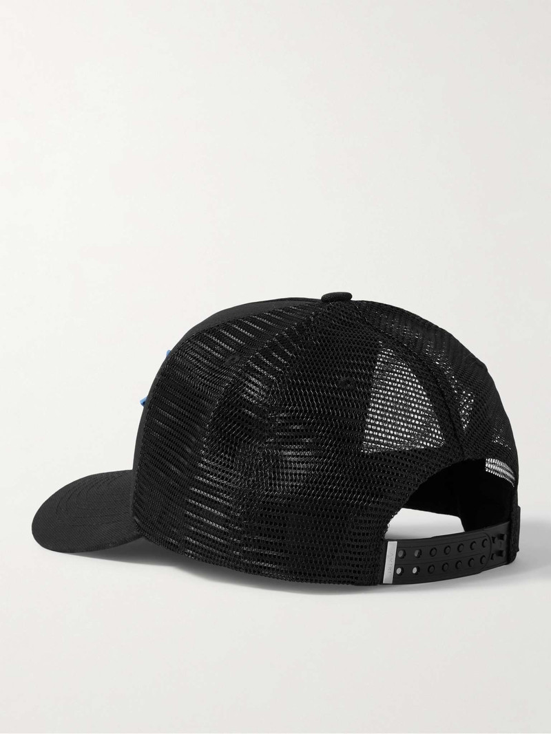 Leather-Trimmed Cotton-Canvas and Mesh Trucker Cap 3