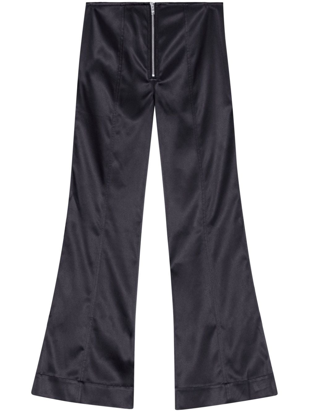 satin-finish flared trousers - 1