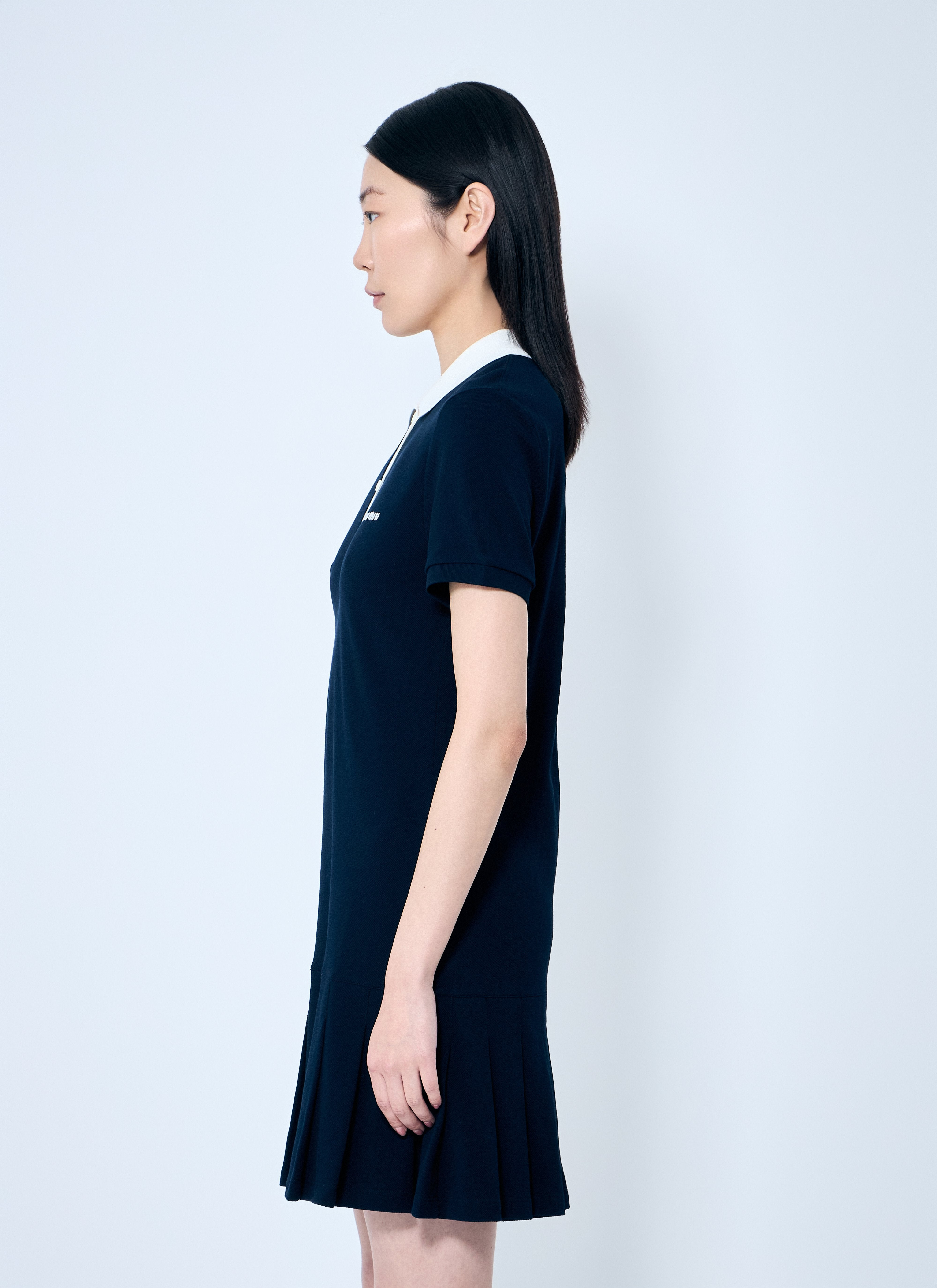 Miu Miu Women Polo Shirt Dress With Pleated Hem - 3