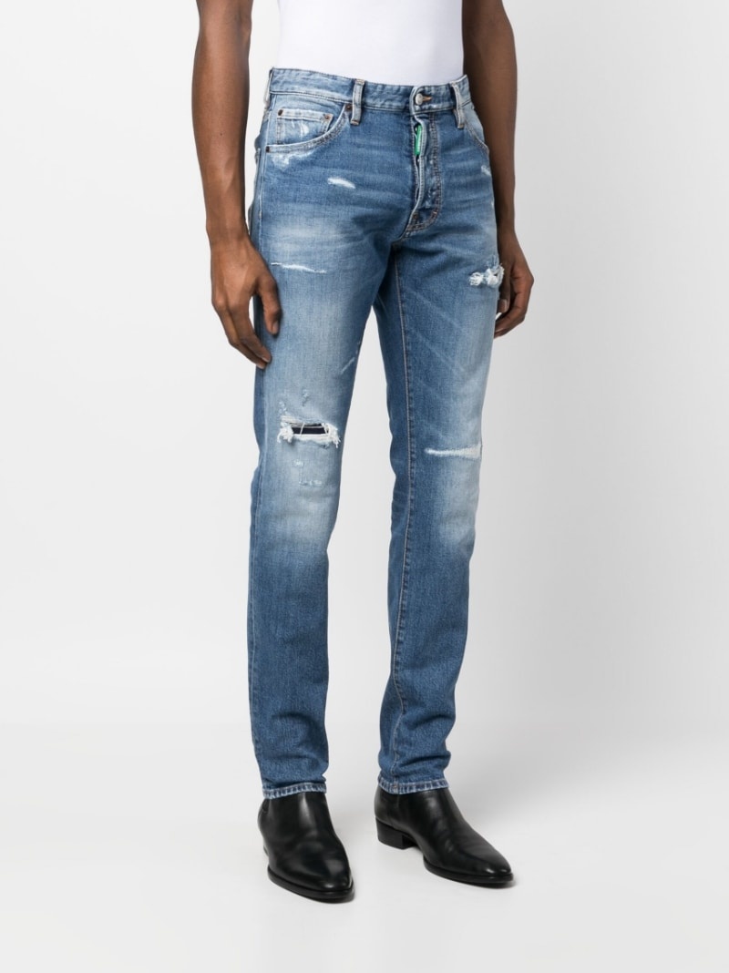 distressed slim-cut jeans - 3