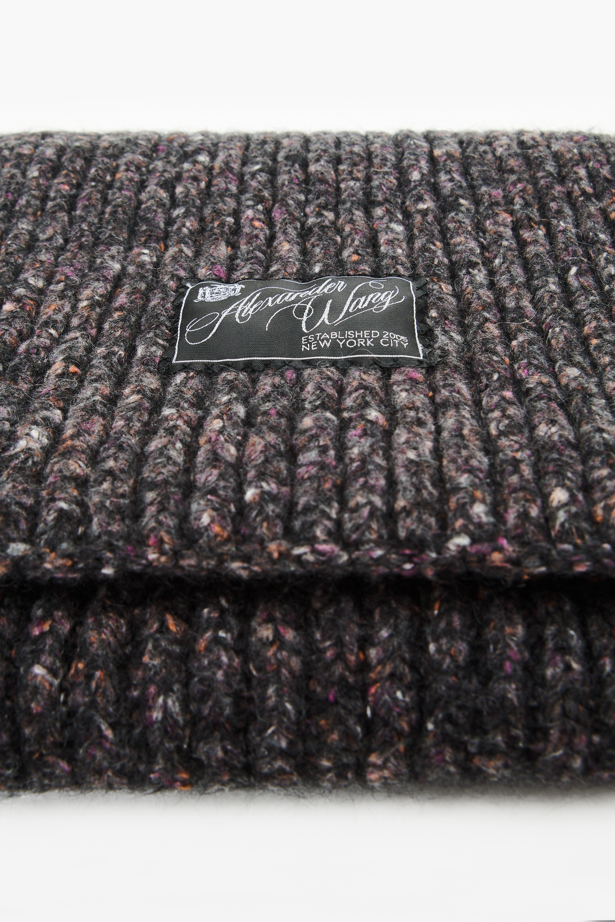 Black Mouline Tweed Knit Scarf - 3