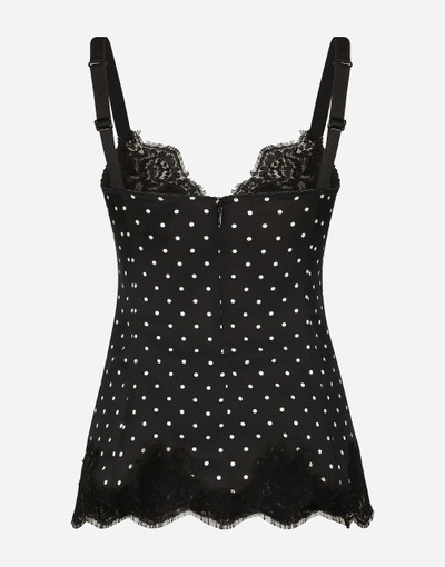 Dolce & Gabbana Silk lingerie-style top with polka-dot print and lace detailing outlook