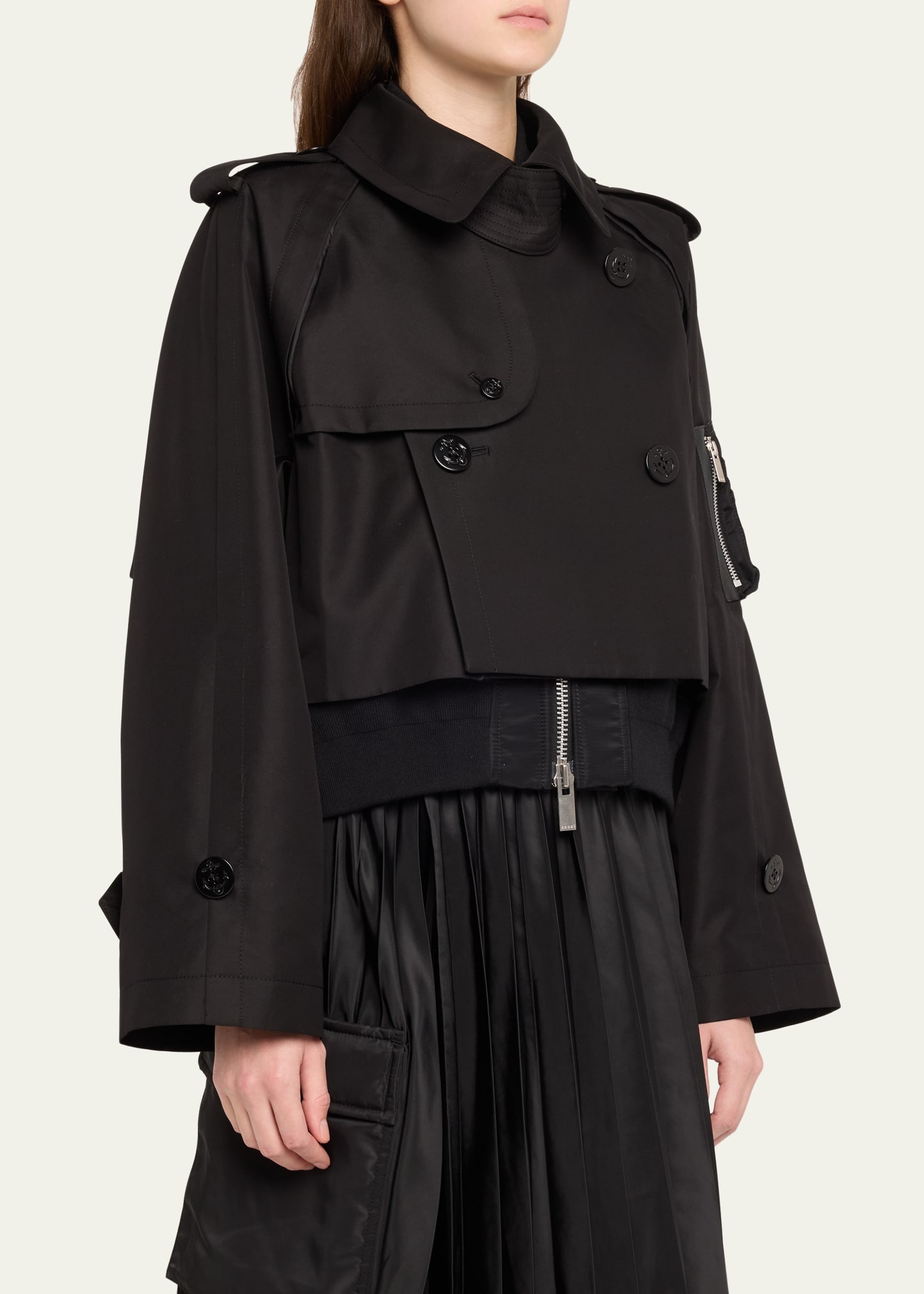 Hybrid Crop Trench Blouson Jacket - 4