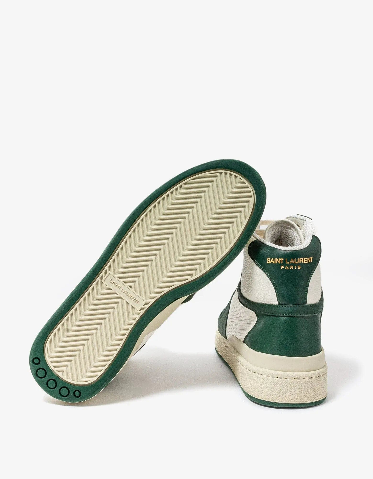 Saint Laurent White & Green SL/24 Mid Top Trainers - 3