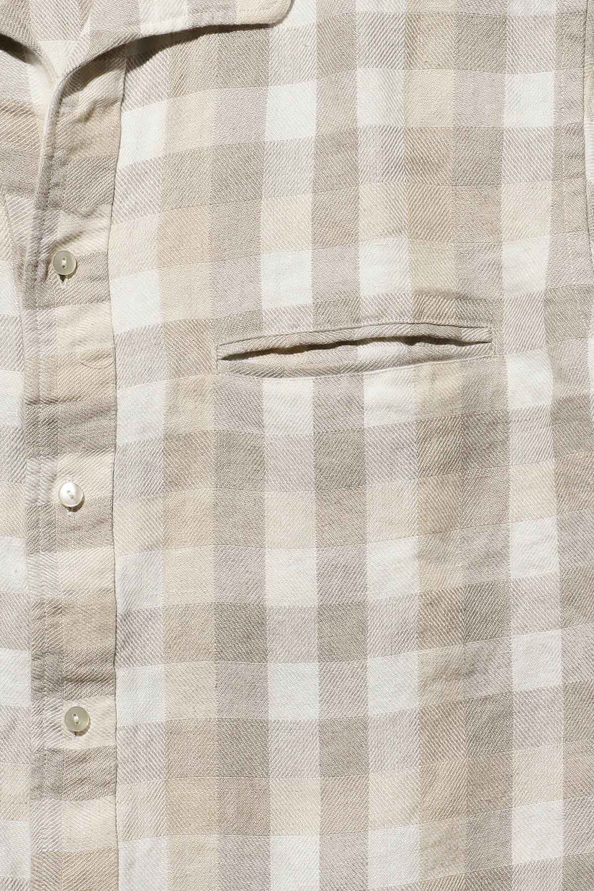 BEAMS PLUS Italian Collar Egyptian Linen - Plaid | canoeclub