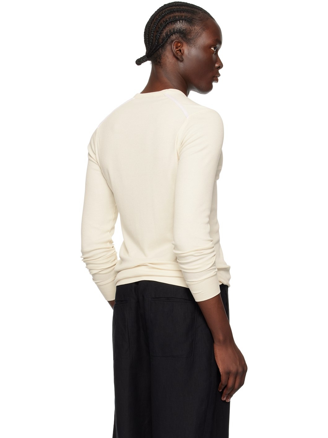 Off-White Ribbed Henley - 3