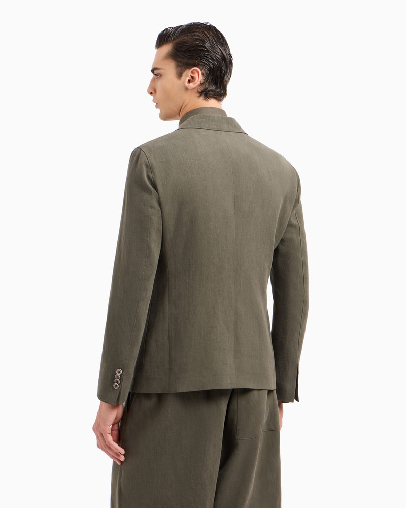 Upton line single-breasted jacket in pure linen canvas 3