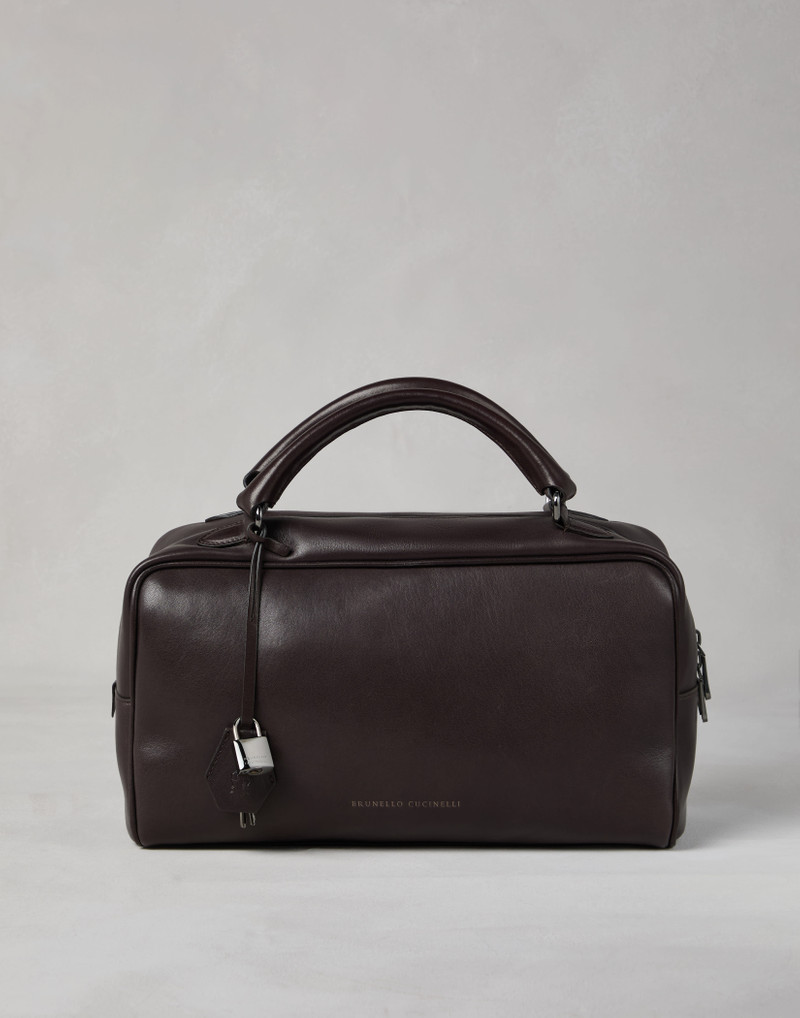 Wet-effect nappa leather large Boston bag 1