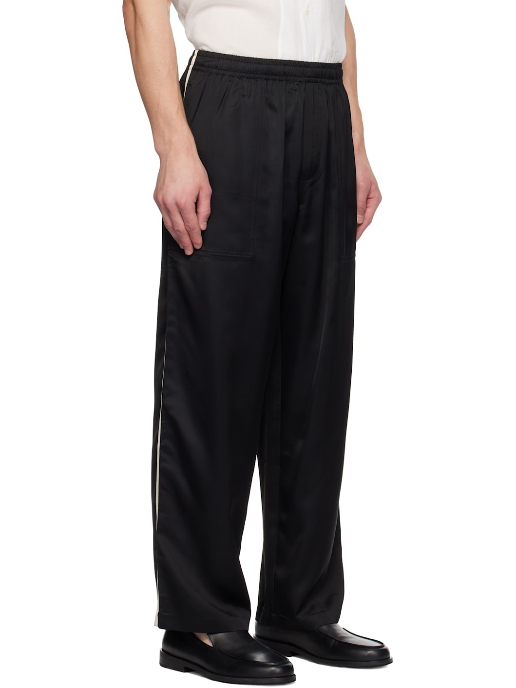 Black Satin Track Pants - 2