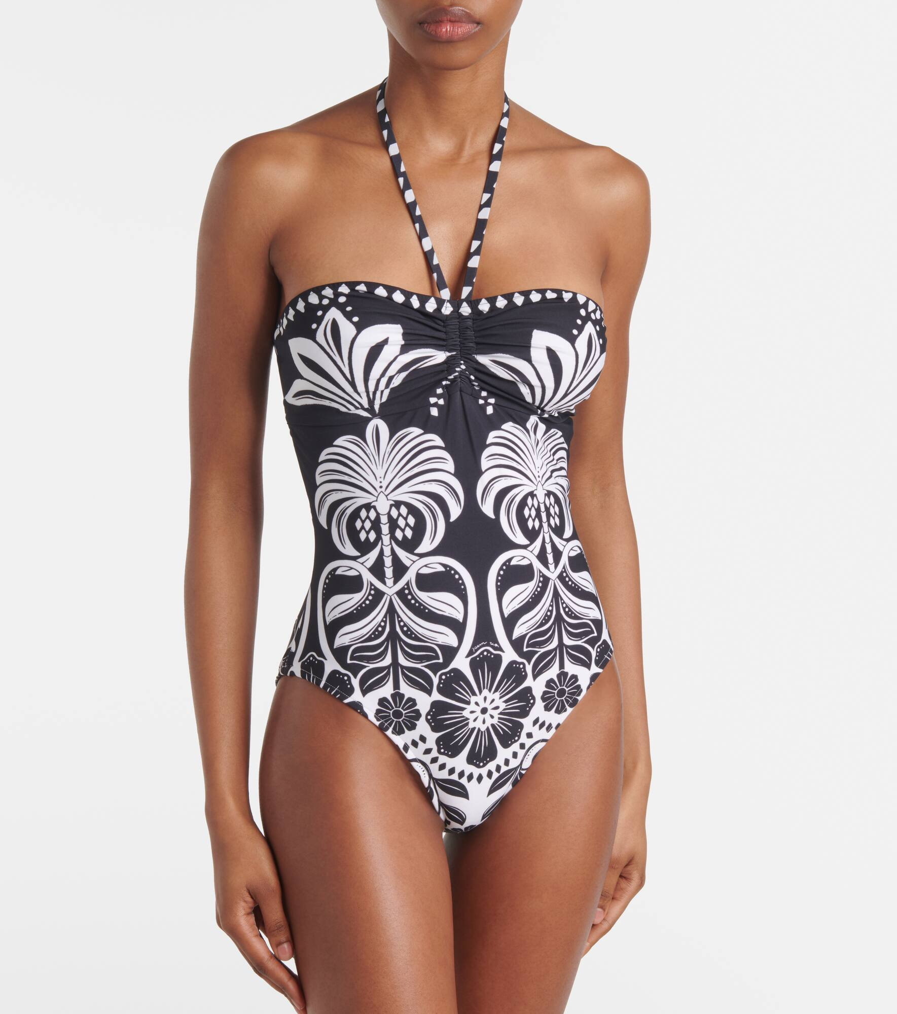 Flowers Leopards halterneck swimsuit - 2