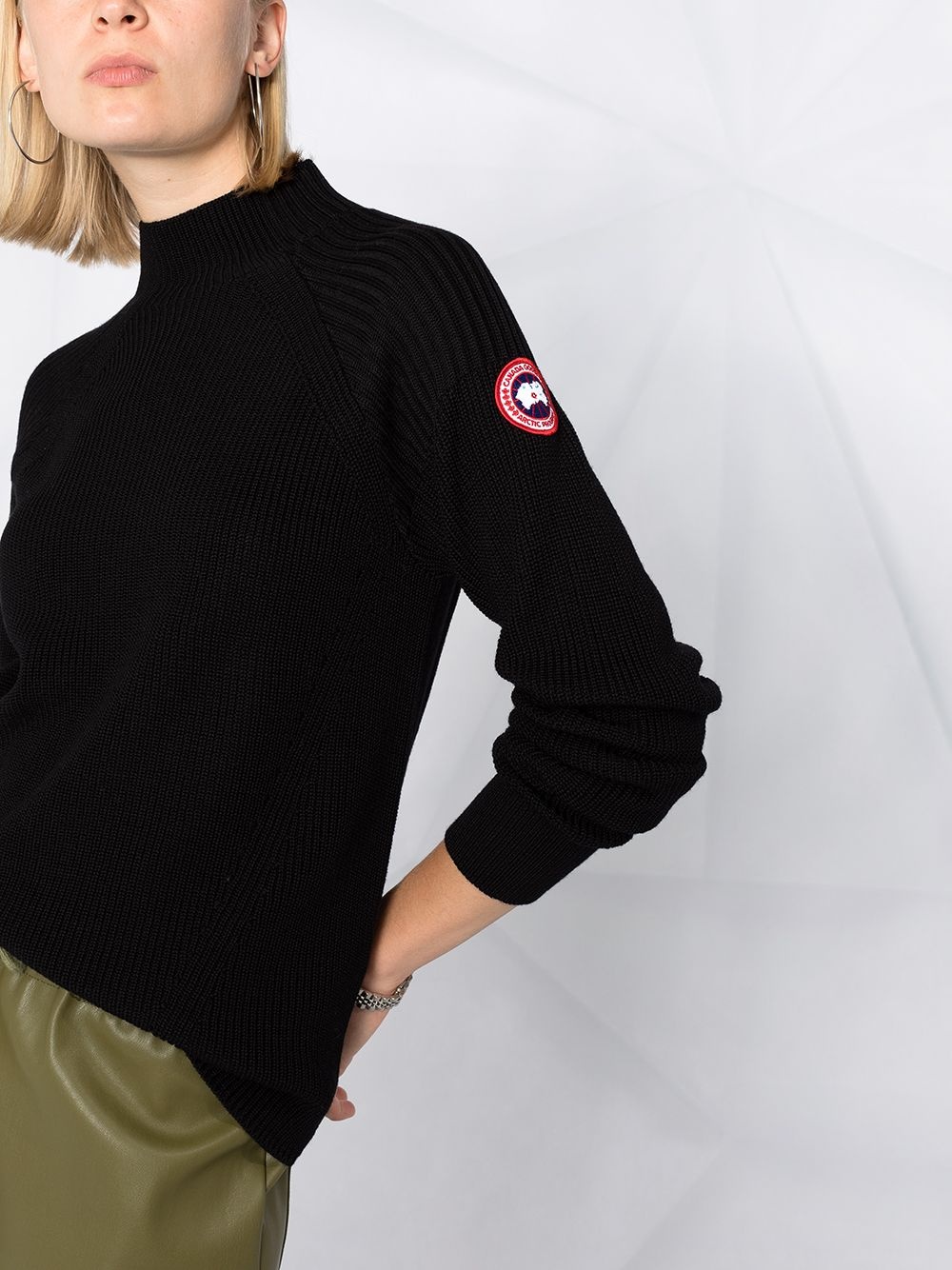 logo patch merino jumper - 3