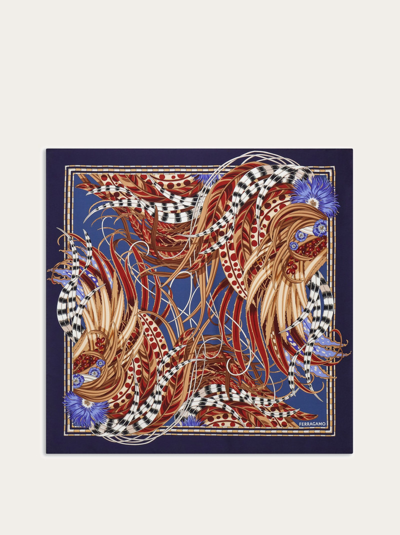 Rooster print silk scarf 1