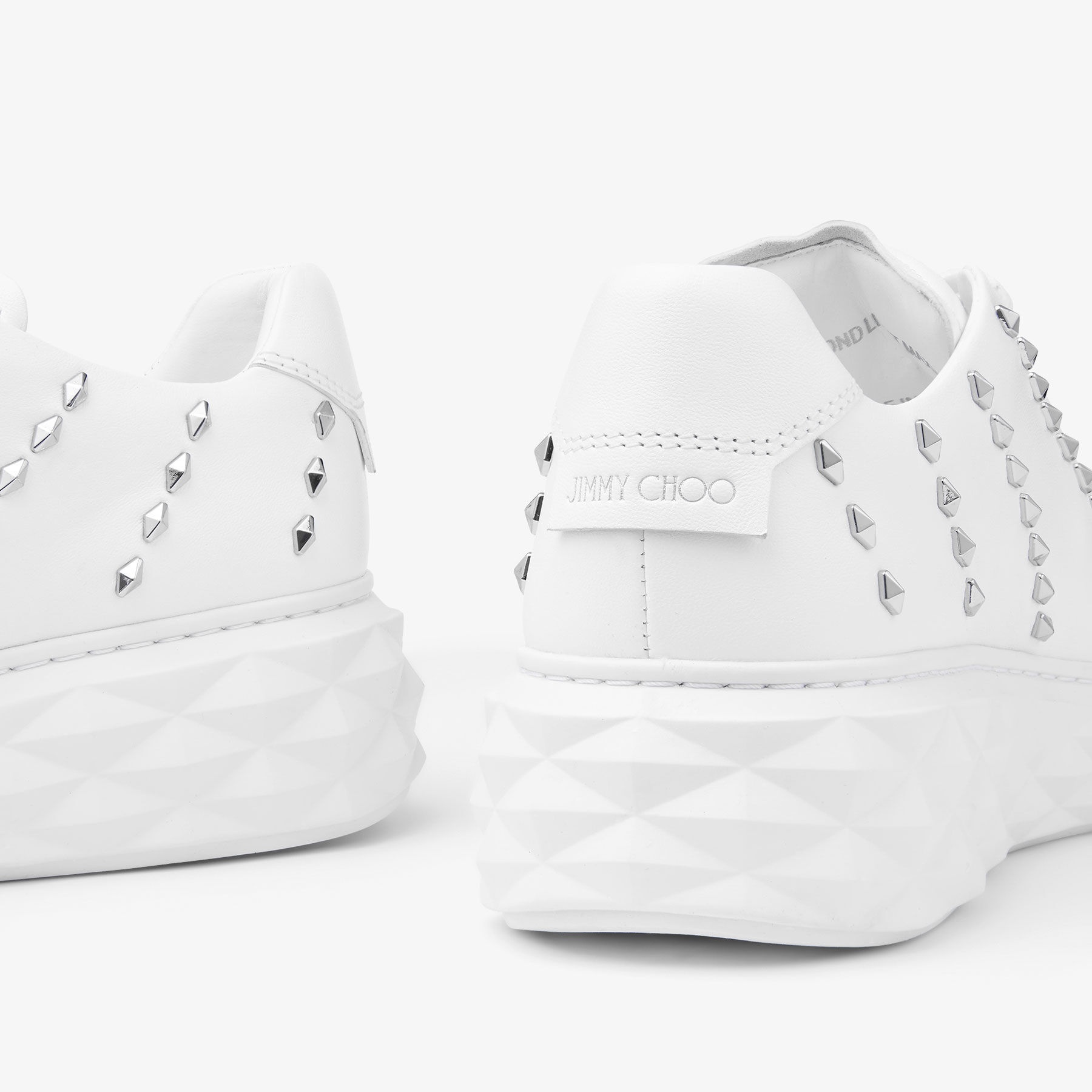 Diamond Light Maxi/F
White Nappa Leather Low-Top Trainers with Studs - 3