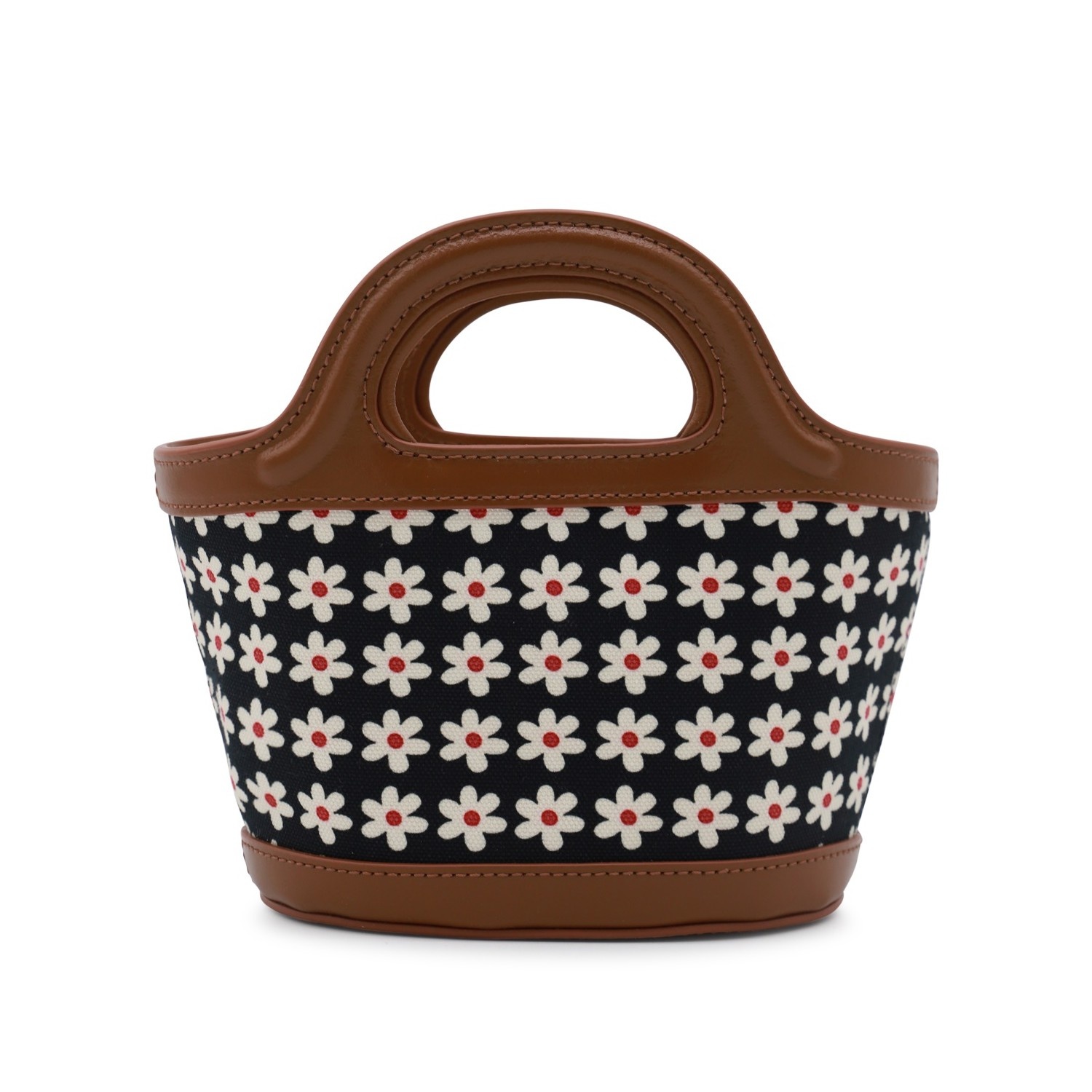 BROWN LEATHER AND COTTON TOTE BAG - 3