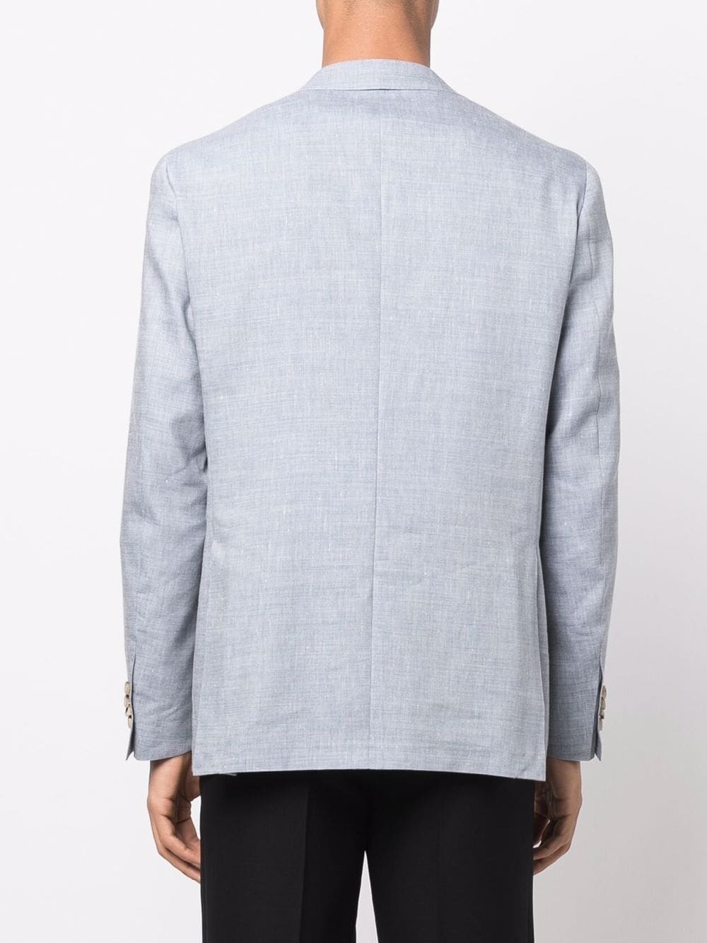 single-breasted linen-wool blazer - 4