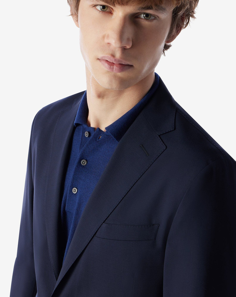 Unlined navy blue wool suit 6