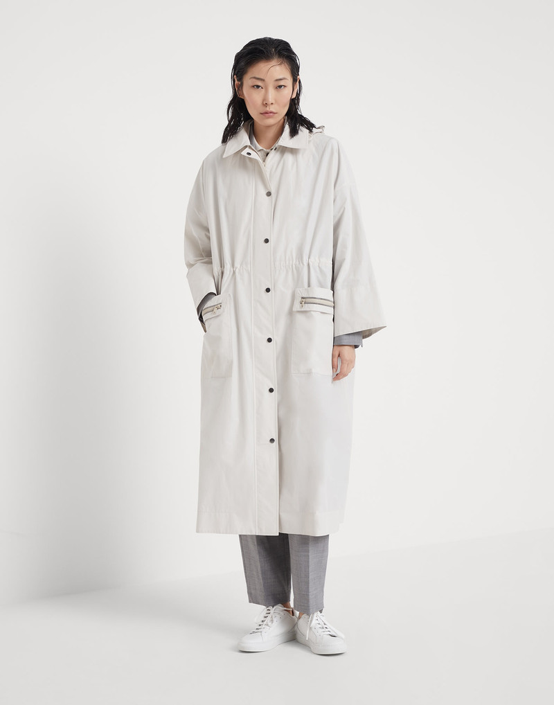 Water-resistant taffeta outerwear jacket with shiny pocket trim 1