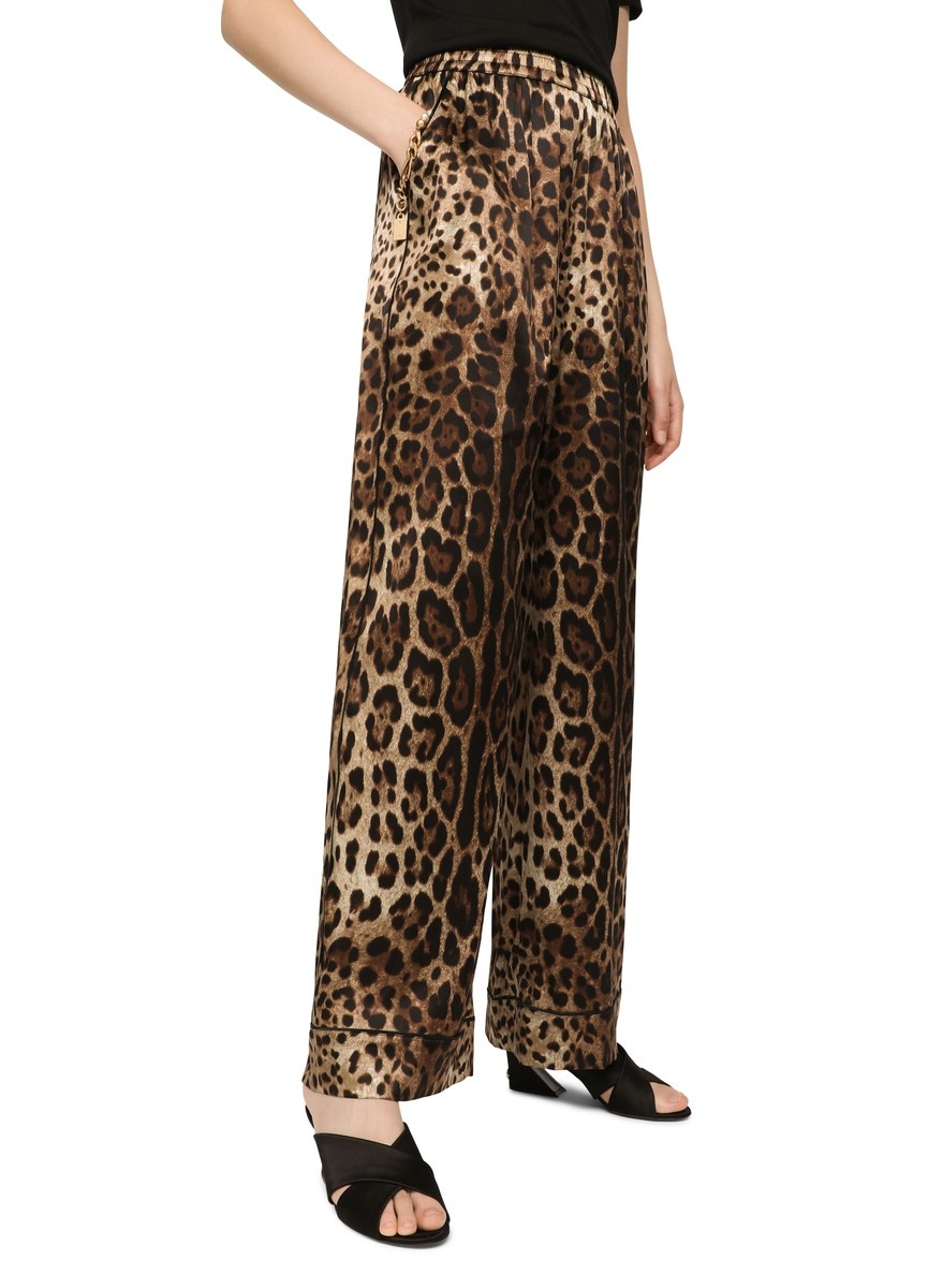 Leopard-print satin pajama pants - 4