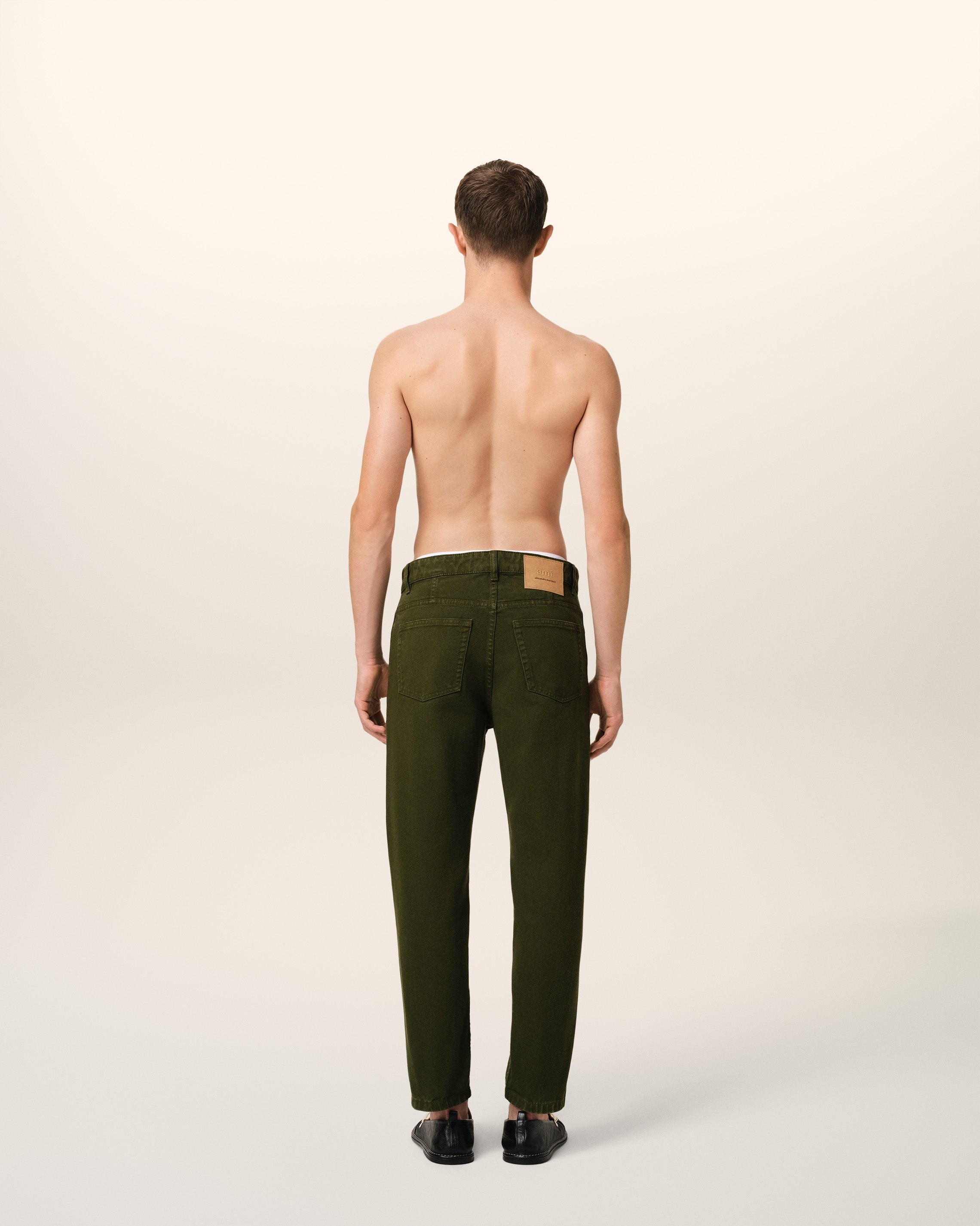 GREEN COTTON TAPERED FIT JEANS - 4