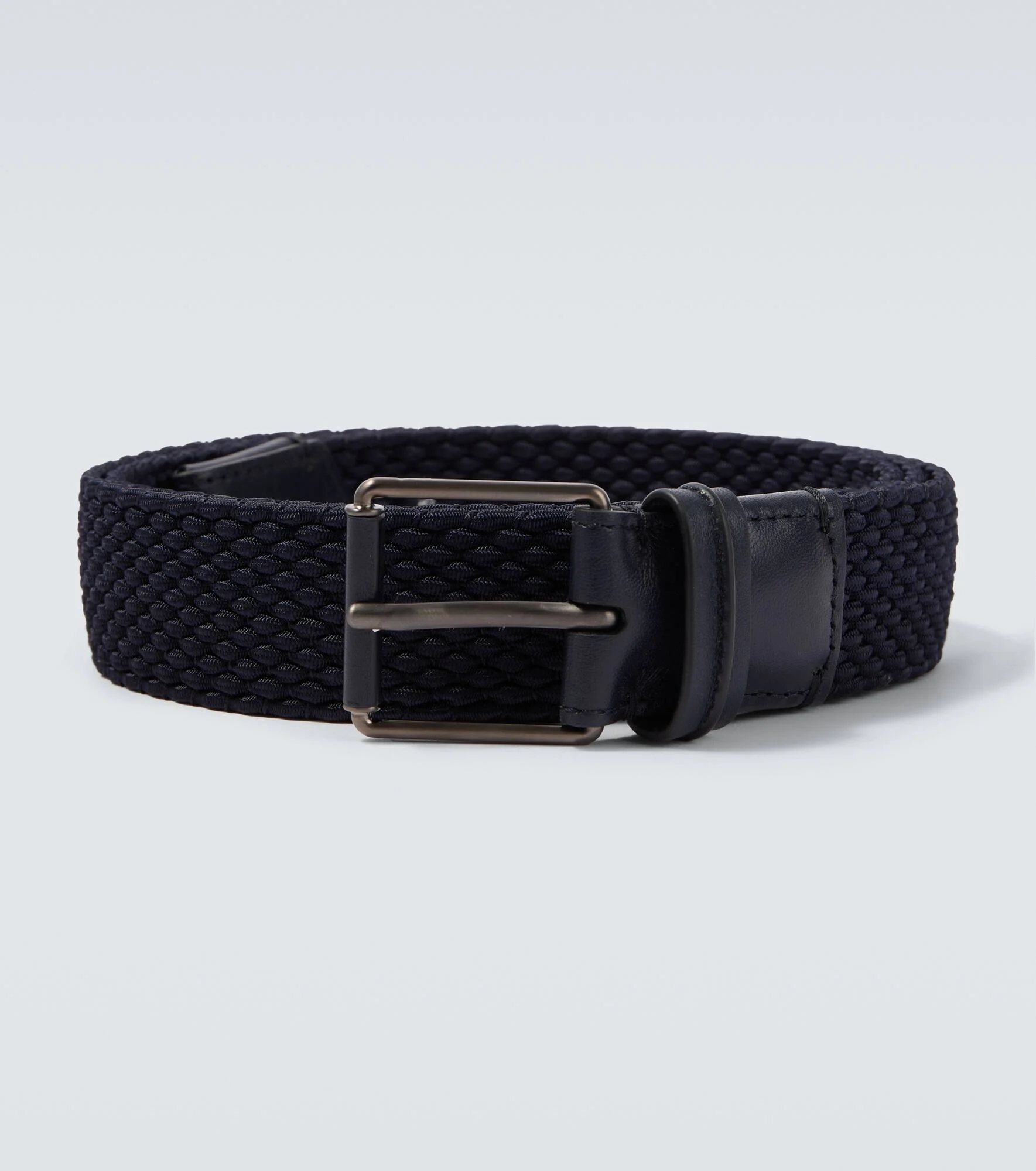 Braided leather-trimmed belt - 1