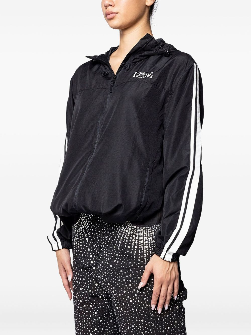 stripe-detail hooded jacket - 2