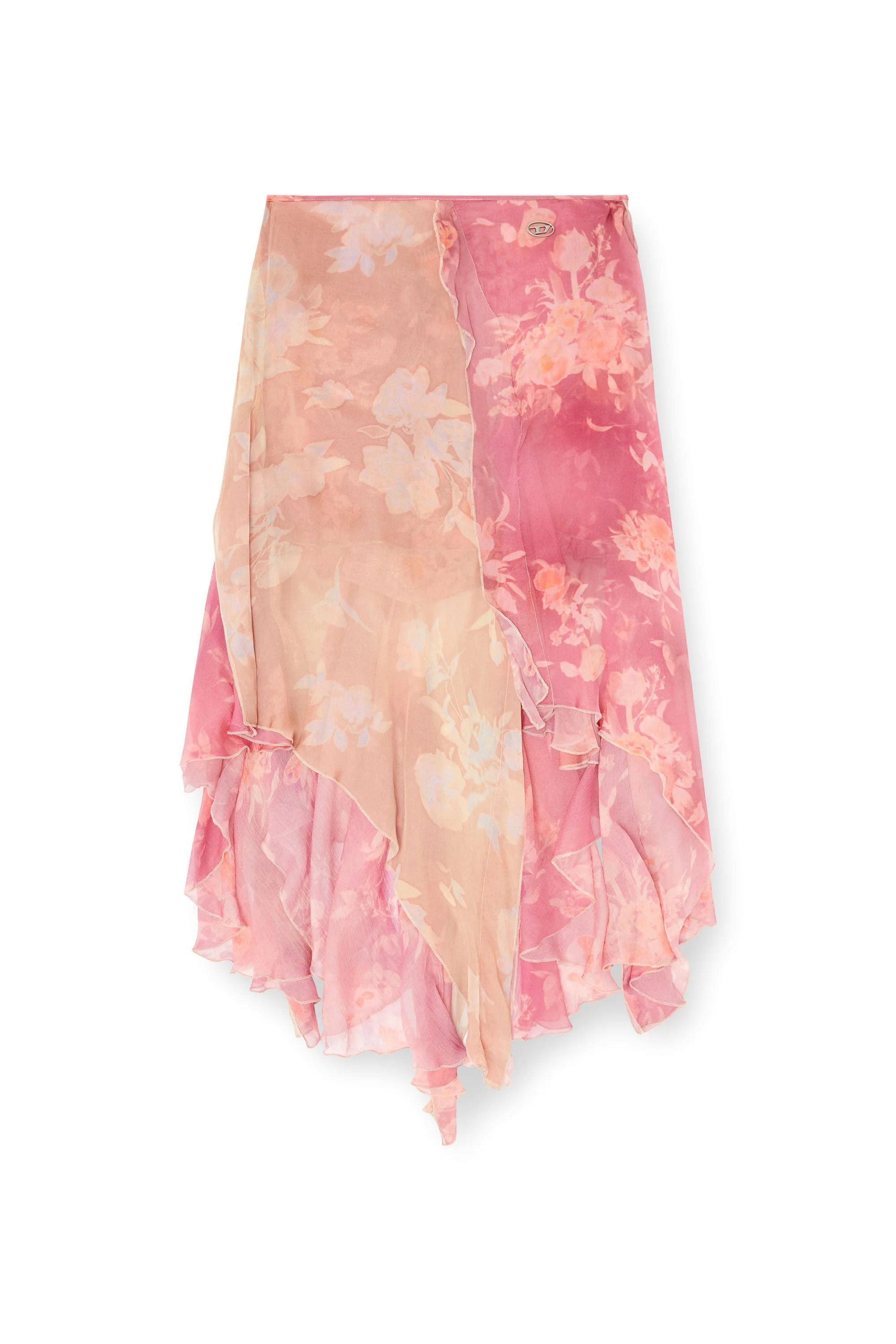 ASYMMETRIC FLORAL MIDI SKIRT IN VISCOSE AND SILK - 1