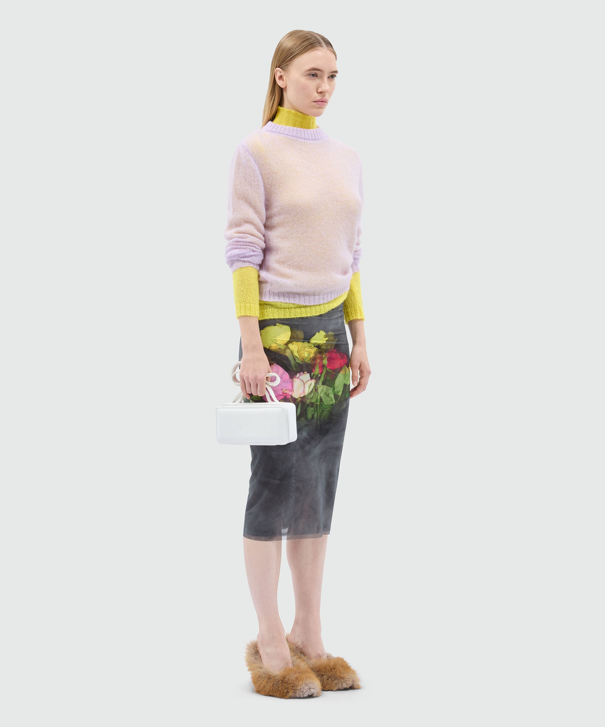 Black tulle midi skirt with "Roses bouquet" print - 4