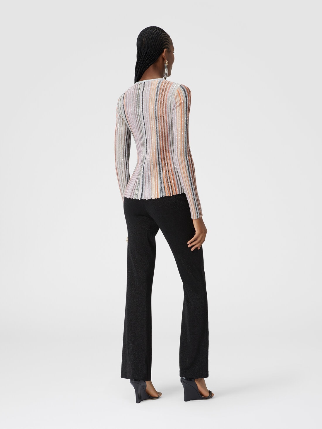 Glitter-effect viscose straight trousers - 3